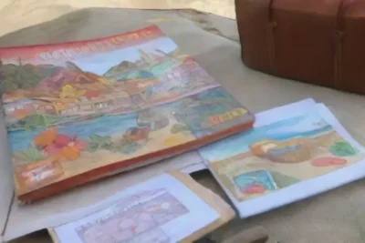 Un escenario vibrante de viajes y naturaleza lleno de mapas