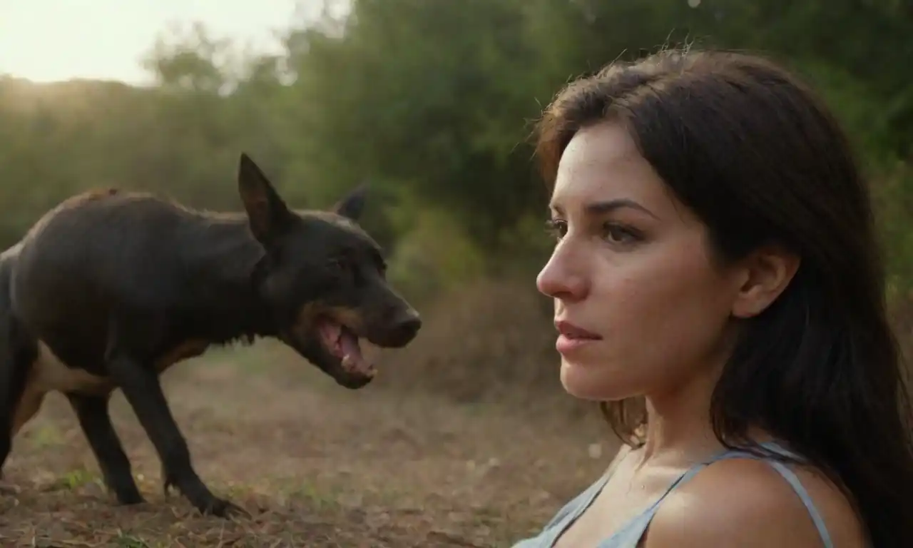 Persona agachada junto a un animal herido