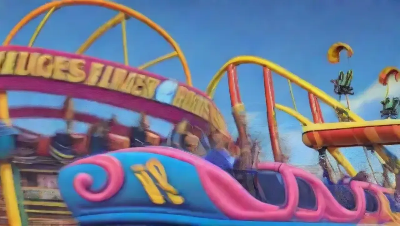 Un emocionante parque de diversiones lleno de atracciones vibrantes y risas