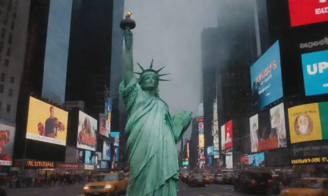 Un vibrante montaje de emblemáticos lugares de Nueva York como Times Square