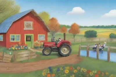 Un paisaje rural vibrante con niños jugando