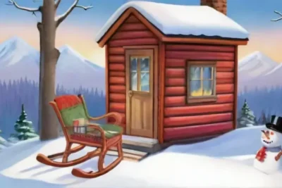 Un paisaje invernal idílico con una cabaña acogedora