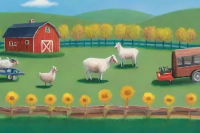 Un paisaje rural vibrante y alegre con niños