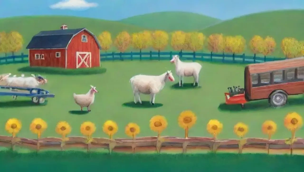 Un paisaje rural vibrante y alegre con niños