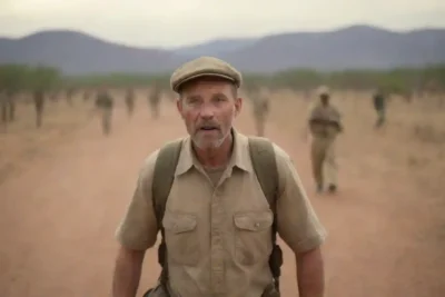 Safari guía liderando un grupo a través del desierto