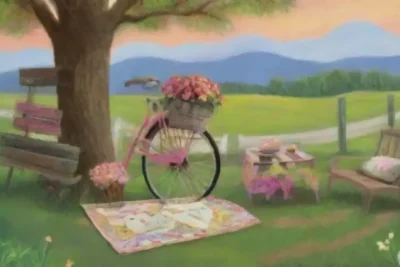 Un paisaje idílico lleno de flores