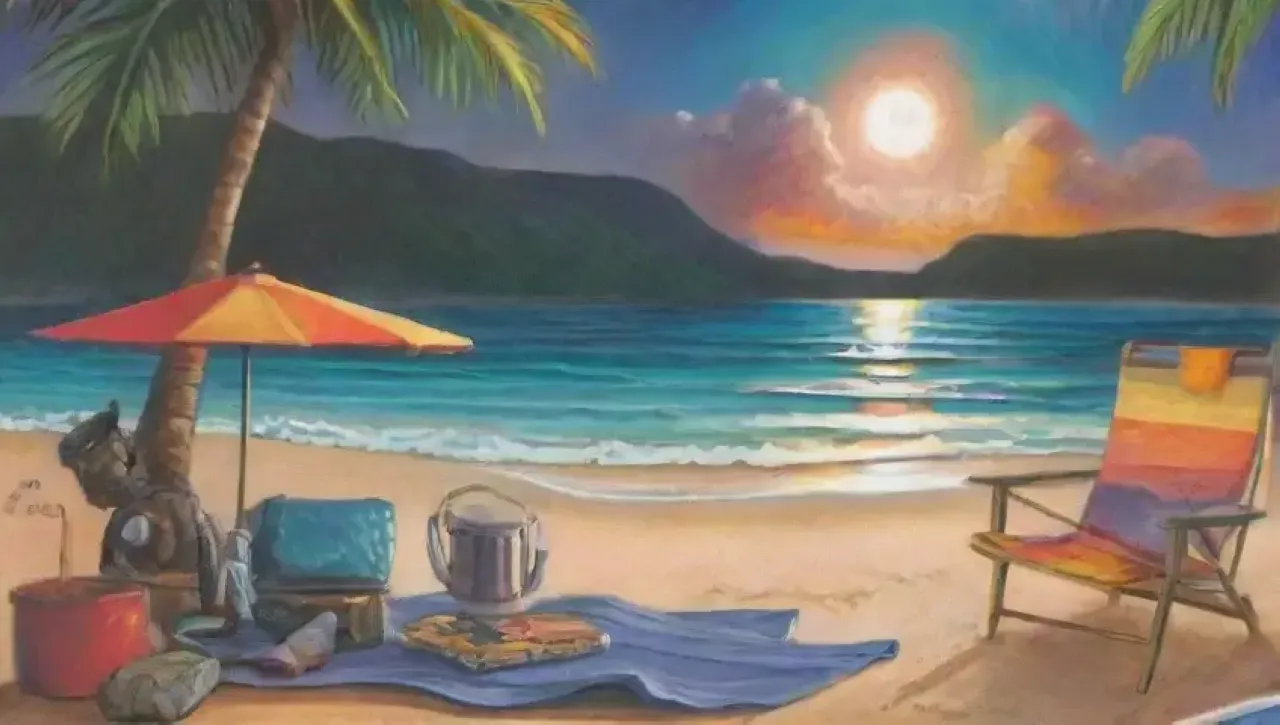Una escena vibrante de playa, aventura y conexión familiar